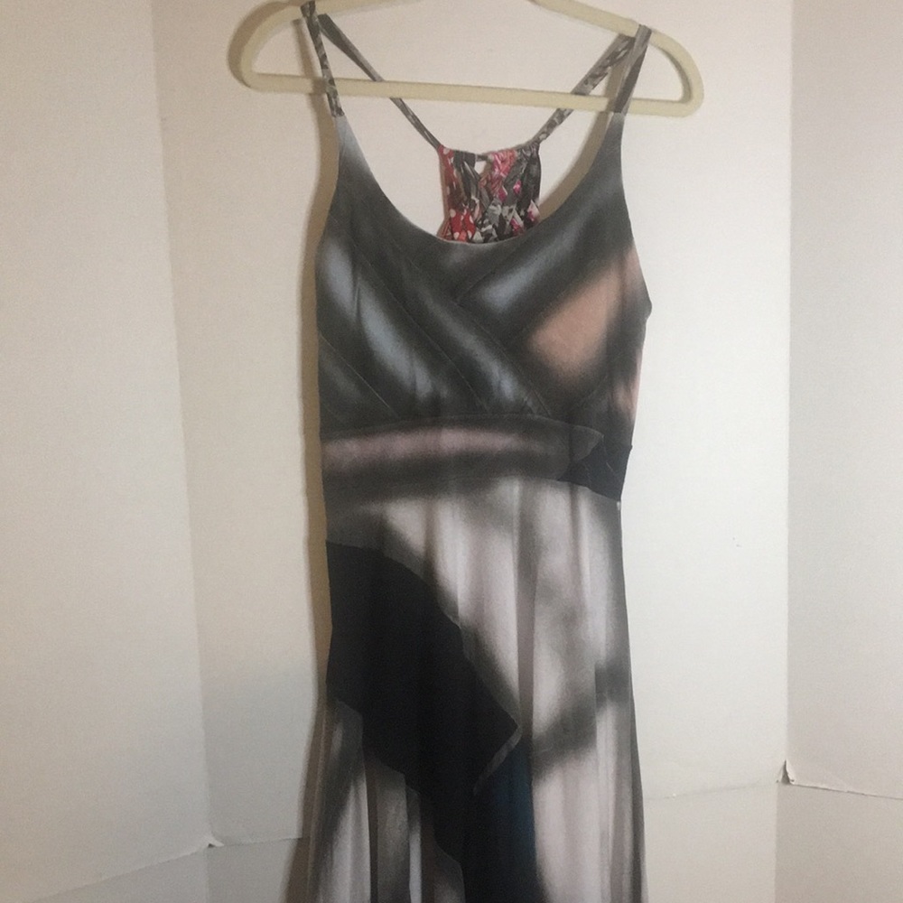 BOHO MIXED MEDIA PESANT DRESS NO BRAND TAG MEASURES 16" PIT TO PIT WAIST 16" 55L